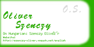 oliver szenczy business card